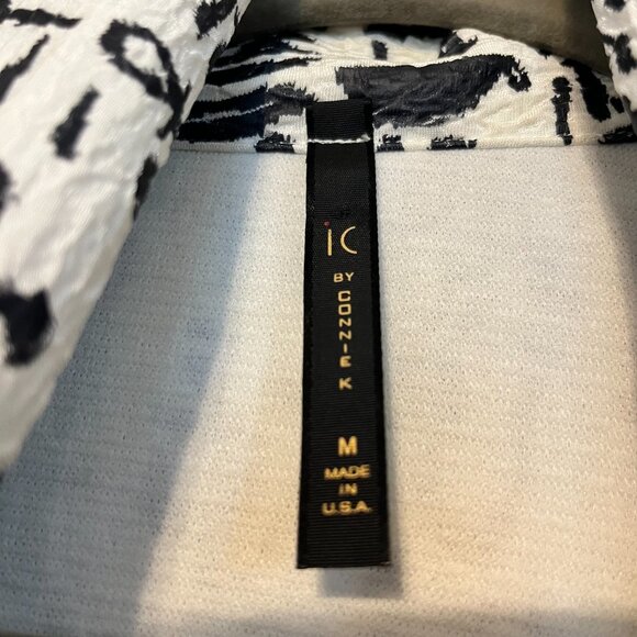 IC by Connie K Jacket, Women's M/L, Black/Cream, 3/4 Slv, Tribal Print, pockets - Picture 7 of 10